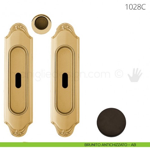 Maniglia per porta scorrevole Clip Mandelli 1028 con chiave senza serratura brunito antichizzato