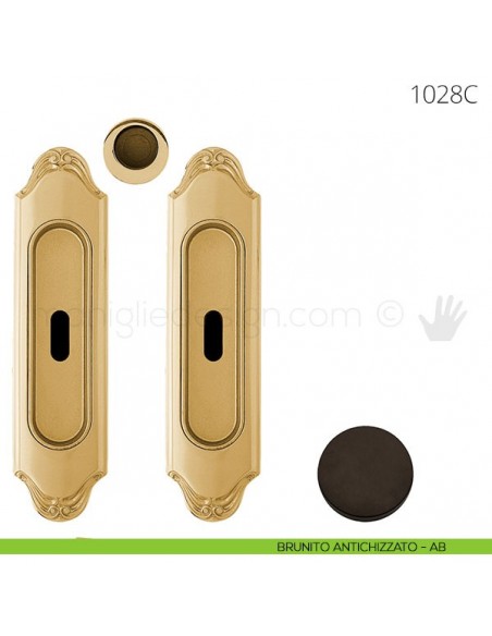 Maniglia per porta scorrevole Clip Mandelli 1028 con chiave senza serratura brunito antichizzato