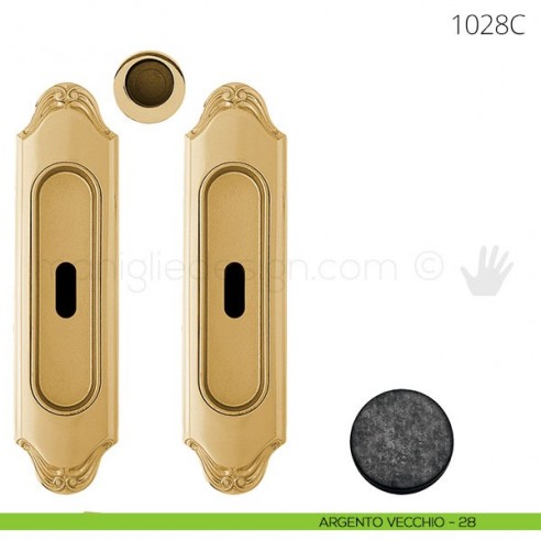 Maniglia per porta scorrevole Clip Mandelli 1028 con chiave senza serratura argento vecchio