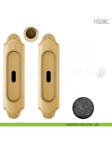 Maniglia per porta scorrevole Clip Mandelli 1028 con chiave senza serratura argento vecchio