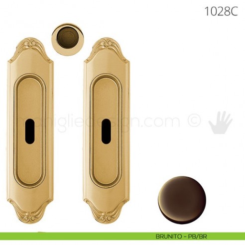 Maniglia per porta scorrevole Clip Mandelli 1028 con chiave senza serratura brunito
