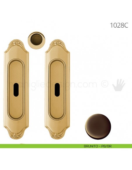 Maniglia per porta scorrevole Clip Mandelli 1028 con chiave senza serratura brunito