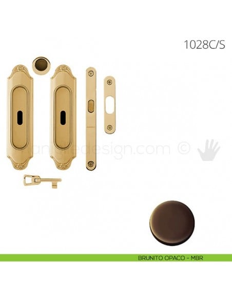 Maniglia per porta scorrevole Clip Mandelli 1028 con chiave e serratura brunito opaco