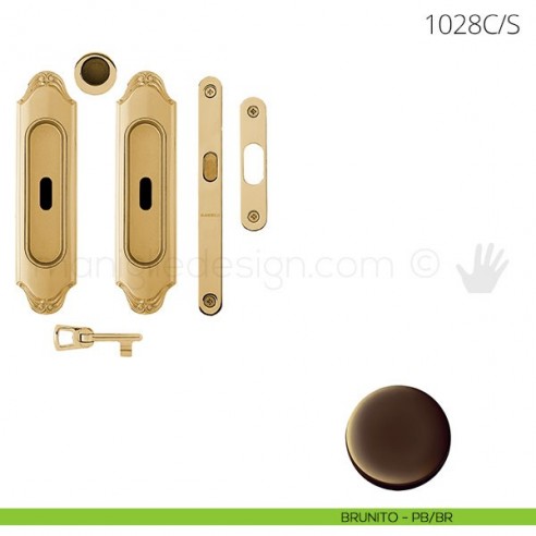 Maniglia per porta scorrevole Clip Mandelli 1028 con chiave e serratura brunito