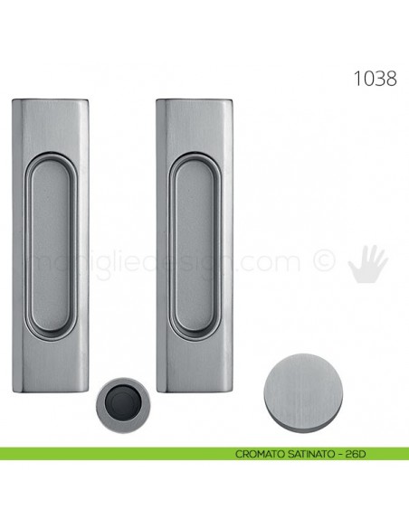 Maniglia per porta scorrevole Clip Mandelli 1038 senza serratura cromato satinato