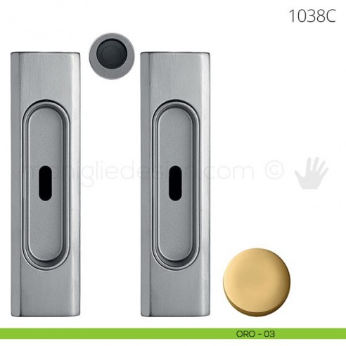 Maniglia per porta scorrevole Clip Mandelli 1038 con chiave senza serratura oro