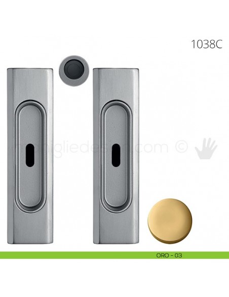 Maniglia per porta scorrevole Clip Mandelli 1038 con chiave senza serratura oro
