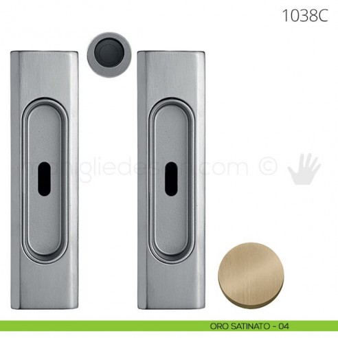 Maniglia per porta scorrevole Clip Mandelli 1038 con chiave senza serratura oro satinato
