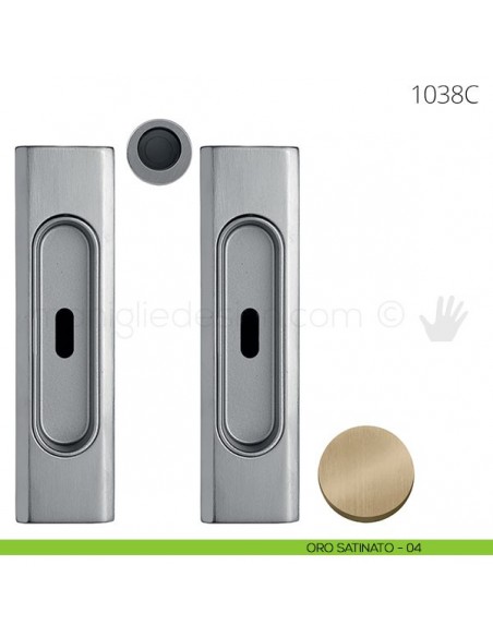 Maniglia per porta scorrevole Clip Mandelli 1038 con chiave senza serratura oro satinato