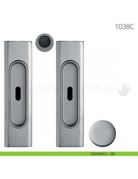 Maniglia per porta scorrevole Clip Mandelli 1038 con chiave senza serratura cromato
