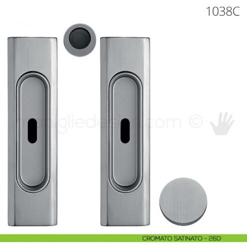 Maniglia per porta scorrevole Clip Mandelli 1038 con chiave senza serratura cromato satinato