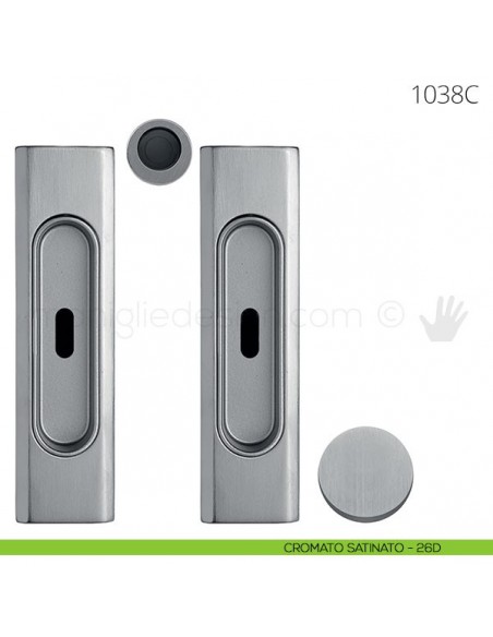 Maniglia per porta scorrevole Clip Mandelli 1038 con chiave senza serratura cromato satinato