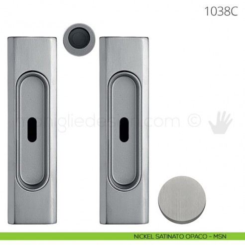 Maniglia per porta scorrevole Clip Mandelli 1038 con chiave senza serratura nickel satinato opaco