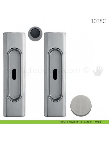 Maniglia per porta scorrevole Clip Mandelli 1038 con chiave senza serratura nickel satinato opaco