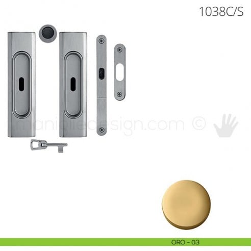Maniglia per porta scorrevole Clip Mandelli 1038 con chiave e serratura oro