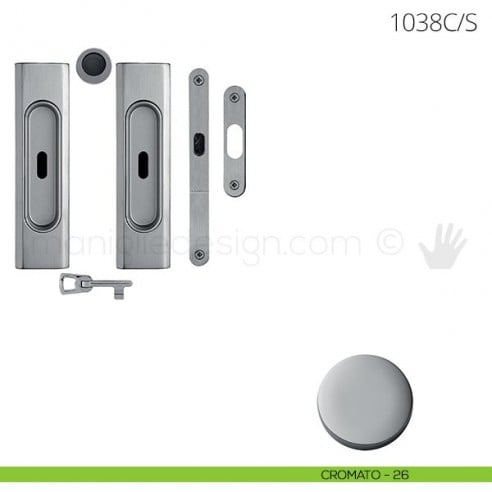 Maniglia per porta scorrevole Clip Mandelli 1038 con chiave e serratura cromato