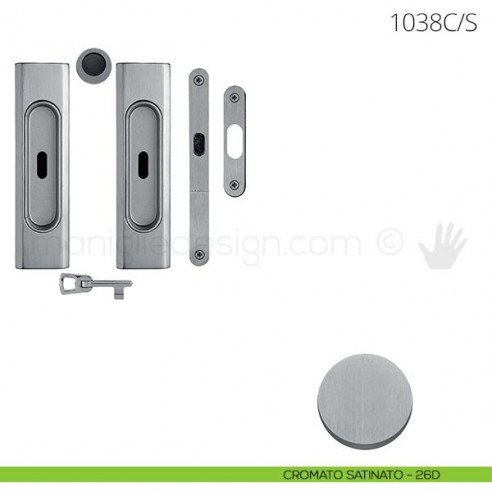 Maniglia per porta scorrevole Clip Mandelli 1038 con chiave e serratura cromato satinato