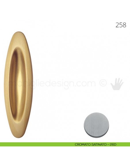 Maniglia per porta scorrevole Mandelli 258 senza foro chiave cromato satinato