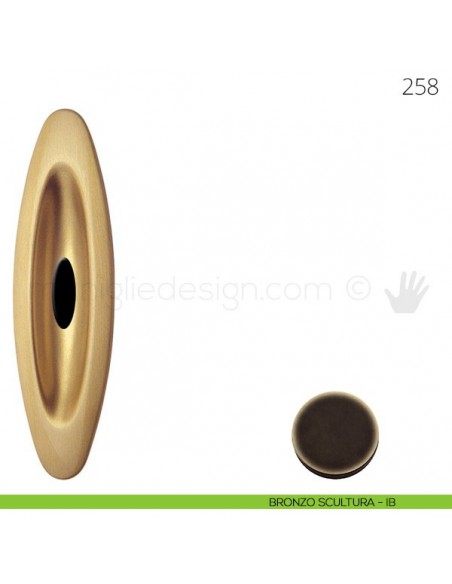 Maniglia per porta scorrevole Mandelli 258 con foro chiave bronzo scultura