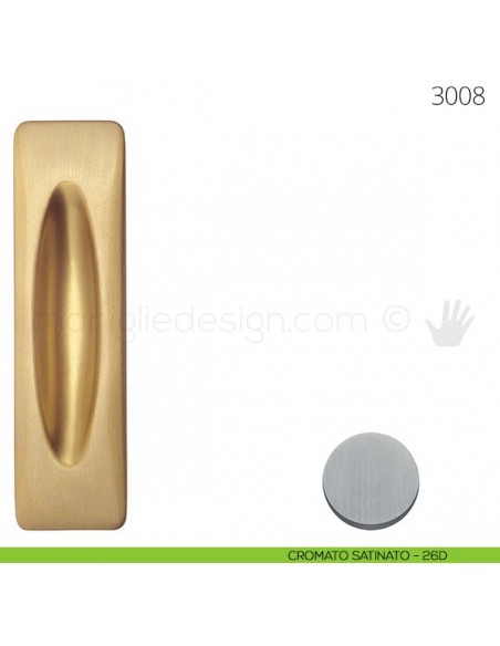 Maniglia per porta scorrevole Mandelli 3008 senza foro chiave cromato satinato