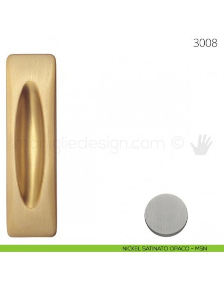 Maniglia per porta scorrevole Mandelli 3008 senza foro chiave nickel satinato opaco