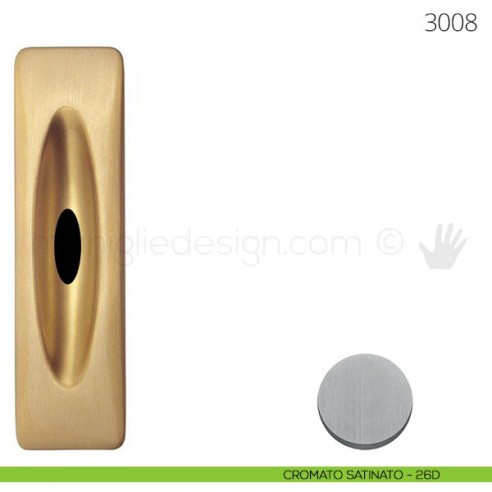 Maniglia per porta scorrevole Mandelli 3008 con foro chiave cromato satinato