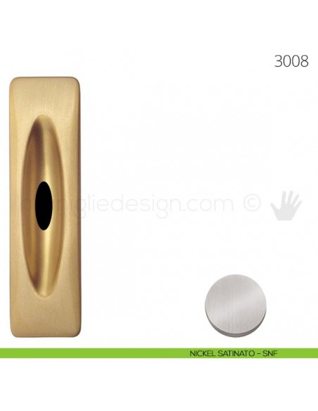 Maniglia per porta scorrevole Mandelli 3008 con foro chiave nickel satinato