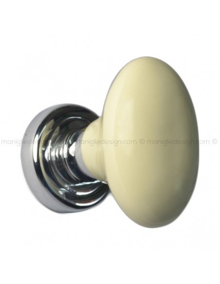 Pomello per porta porcellana champagne cromo lucido Samoha Nestori