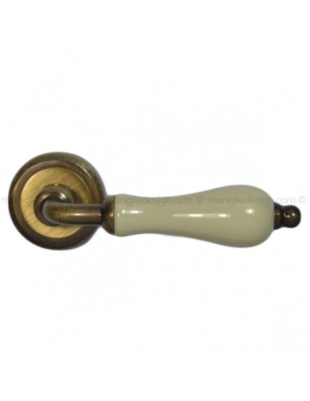 Maniglia porta porcellana champagne ottone bronzato graffiato Samoha Nestori