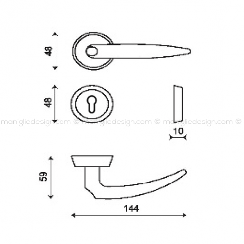 Maniglia per porta Calliope Kleis foro yale