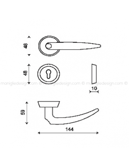 Maniglia per porta Calliope Kleis foro yale