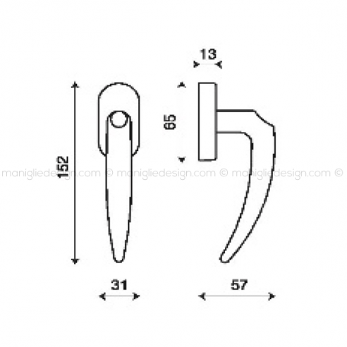 Maniglia martellina DK per finestra Calliope Kleis