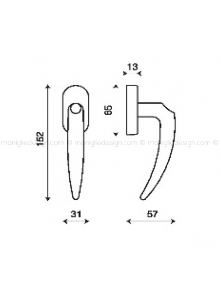 Maniglia martellina DK per finestra Calliope Kleis