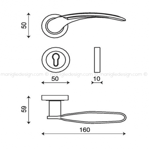 Maniglia per porta Antalya Kleis foro yale