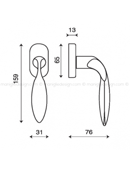 Maniglia martellina DK per finestra Antalya Kleis