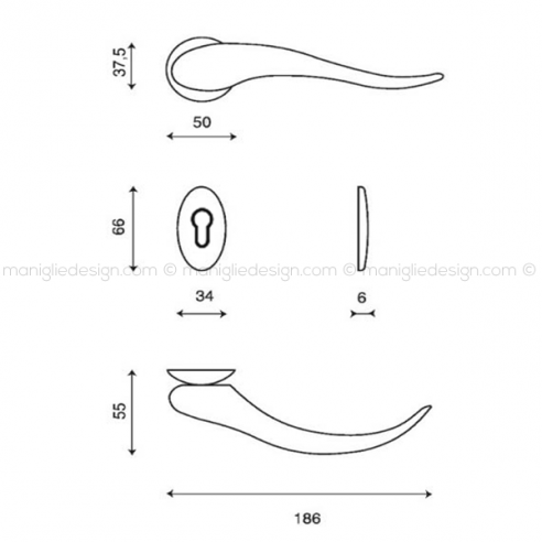Maniglia per porta Apriti Kleis foro yale