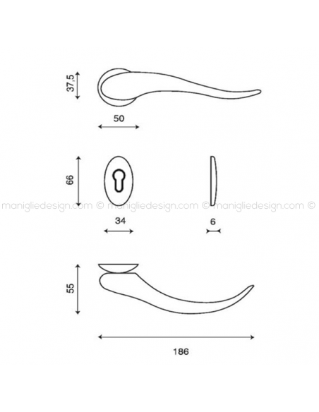 Maniglia per porta Apriti Kleis foro yale
