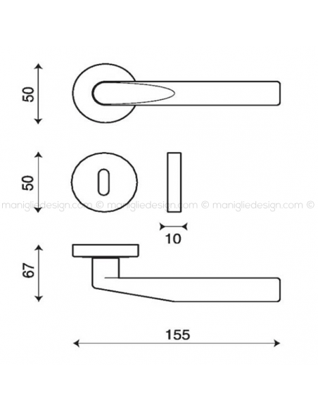 Maniglia per porta Cut Kleis foro yale