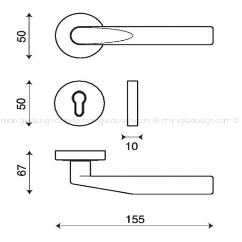 Maniglia per porta Cut Kleis foro yale