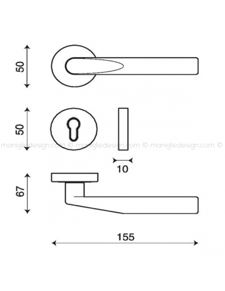 Maniglia per porta Cut Kleis foro yale