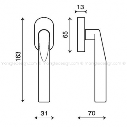 Maniglia martellina DK per finestra Cut Kleis