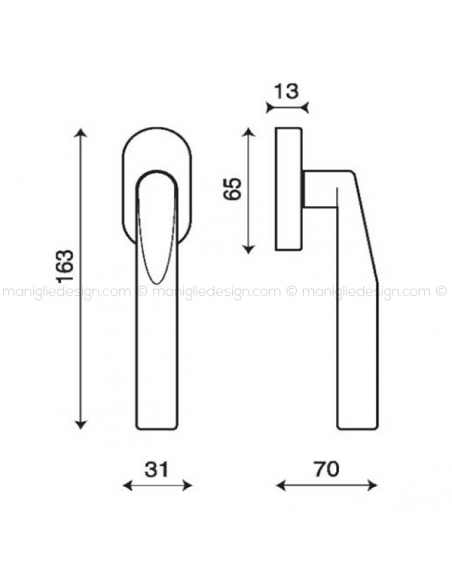 Maniglia martellina DK per finestra Cut Kleis