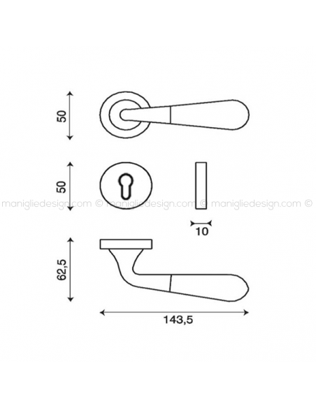 Maniglia per porta Gemma Kleis foro yale