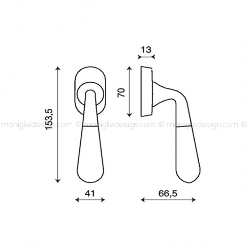Maniglia martellina DK per finestra Gemma Kleis