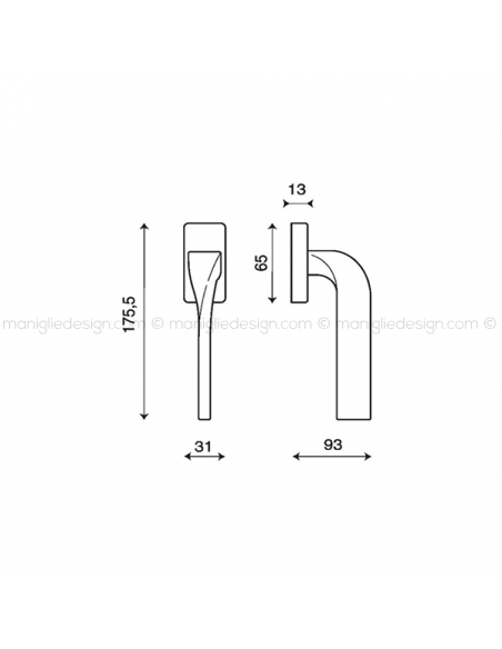 Maniglia martellina DK per finestra La Kleis
