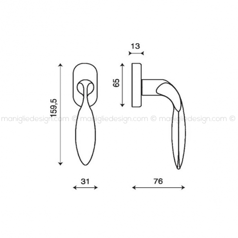 Maniglia martellina DK per finestra Libya Kleis