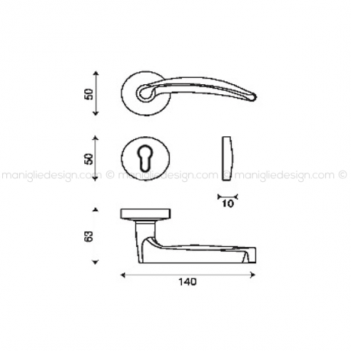 Maniglia per porta Manos Kleis foro yale