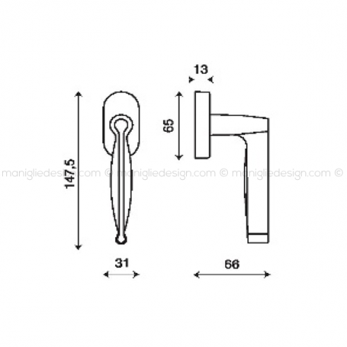 Maniglia martellina DK per finestra Manos Kleis