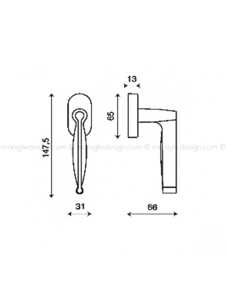 Maniglia martellina DK per finestra Manos Kleis