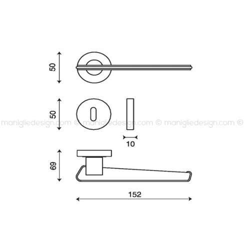 Maniglia per porta Tratto Kleis foro yale